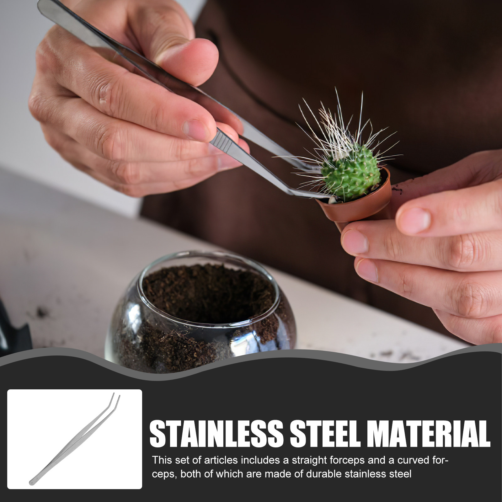 Feeding Tong Stainless - 2Pcs Stainless Steel Tweezers Set Silver